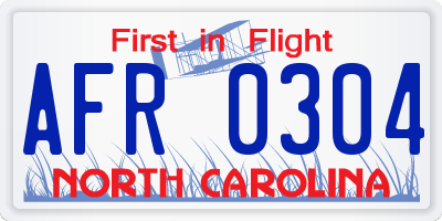 NC license plate AFR0304