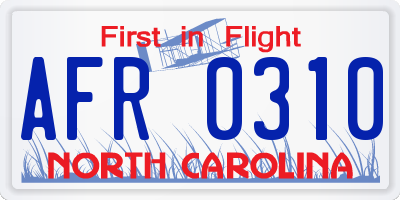 NC license plate AFR0310