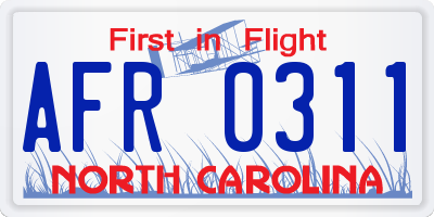 NC license plate AFR0311