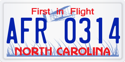 NC license plate AFR0314