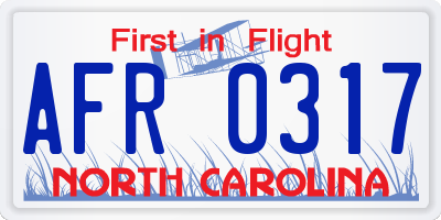 NC license plate AFR0317