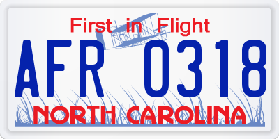 NC license plate AFR0318