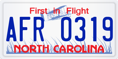 NC license plate AFR0319