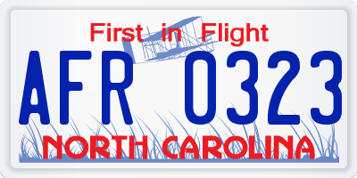 NC license plate AFR0323