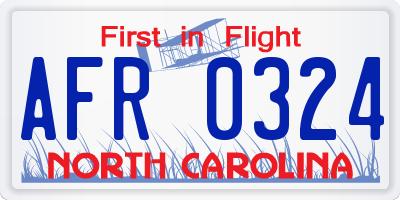 NC license plate AFR0324