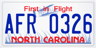 NC license plate AFR0326