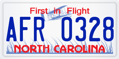 NC license plate AFR0328
