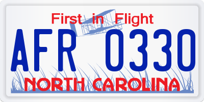 NC license plate AFR0330