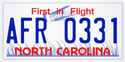 NC license plate AFR0331