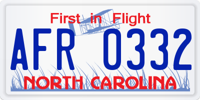 NC license plate AFR0332
