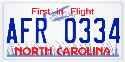 NC license plate AFR0334