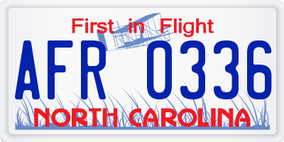 NC license plate AFR0336