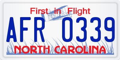 NC license plate AFR0339