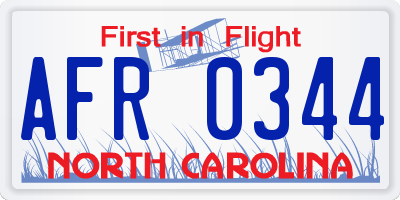 NC license plate AFR0344