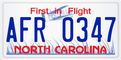NC license plate AFR0347
