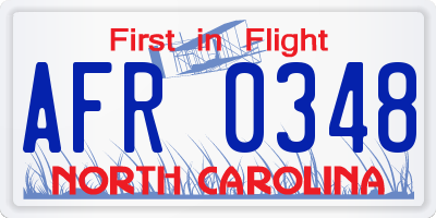 NC license plate AFR0348