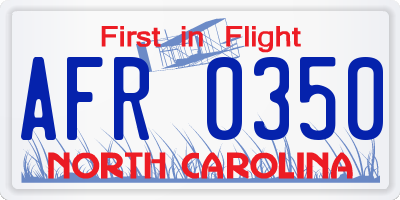 NC license plate AFR0350