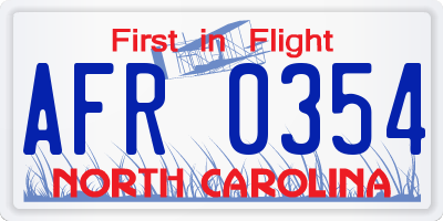 NC license plate AFR0354