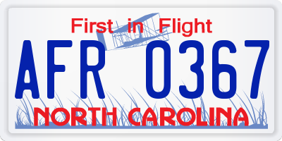 NC license plate AFR0367