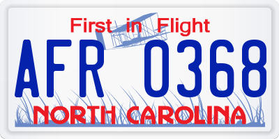 NC license plate AFR0368