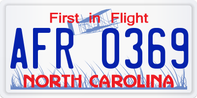 NC license plate AFR0369