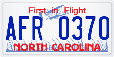 NC license plate AFR0370