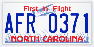 NC license plate AFR0371