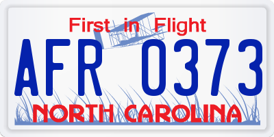 NC license plate AFR0373