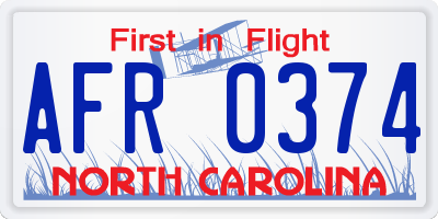 NC license plate AFR0374