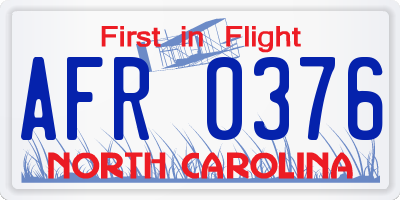 NC license plate AFR0376
