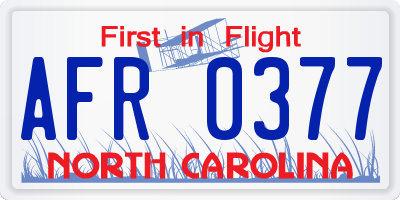 NC license plate AFR0377