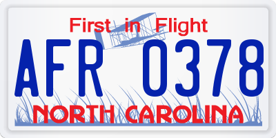 NC license plate AFR0378