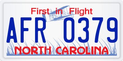 NC license plate AFR0379