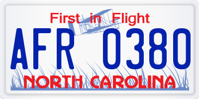 NC license plate AFR0380