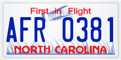 NC license plate AFR0381