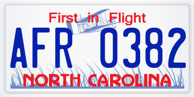 NC license plate AFR0382