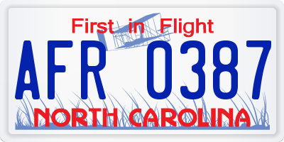 NC license plate AFR0387