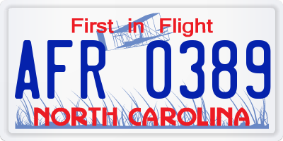NC license plate AFR0389