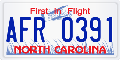 NC license plate AFR0391