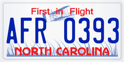 NC license plate AFR0393