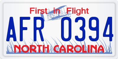 NC license plate AFR0394
