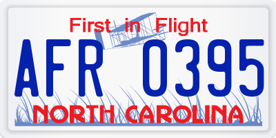 NC license plate AFR0395