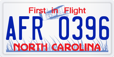 NC license plate AFR0396