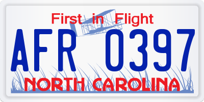 NC license plate AFR0397