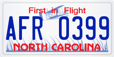 NC license plate AFR0399