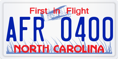 NC license plate AFR0400