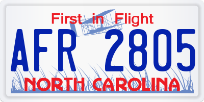 NC license plate AFR2805