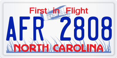 NC license plate AFR2808