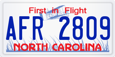 NC license plate AFR2809