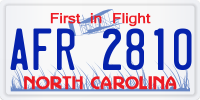 NC license plate AFR2810